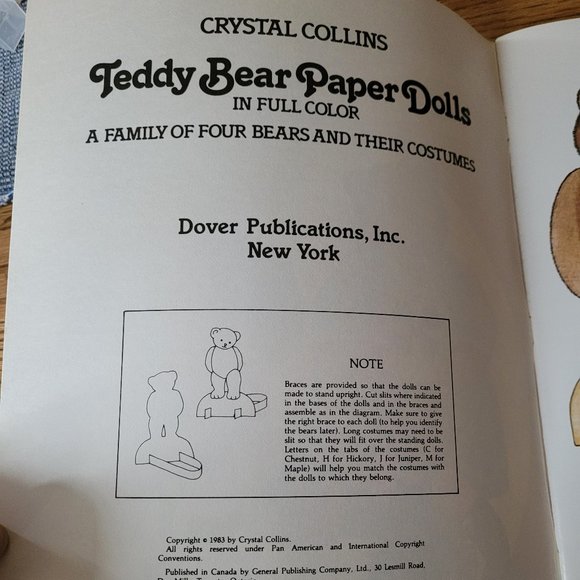 Vintage Teddy Bear Paper Dolls by Crystal Collins - Picture 5 of 16
